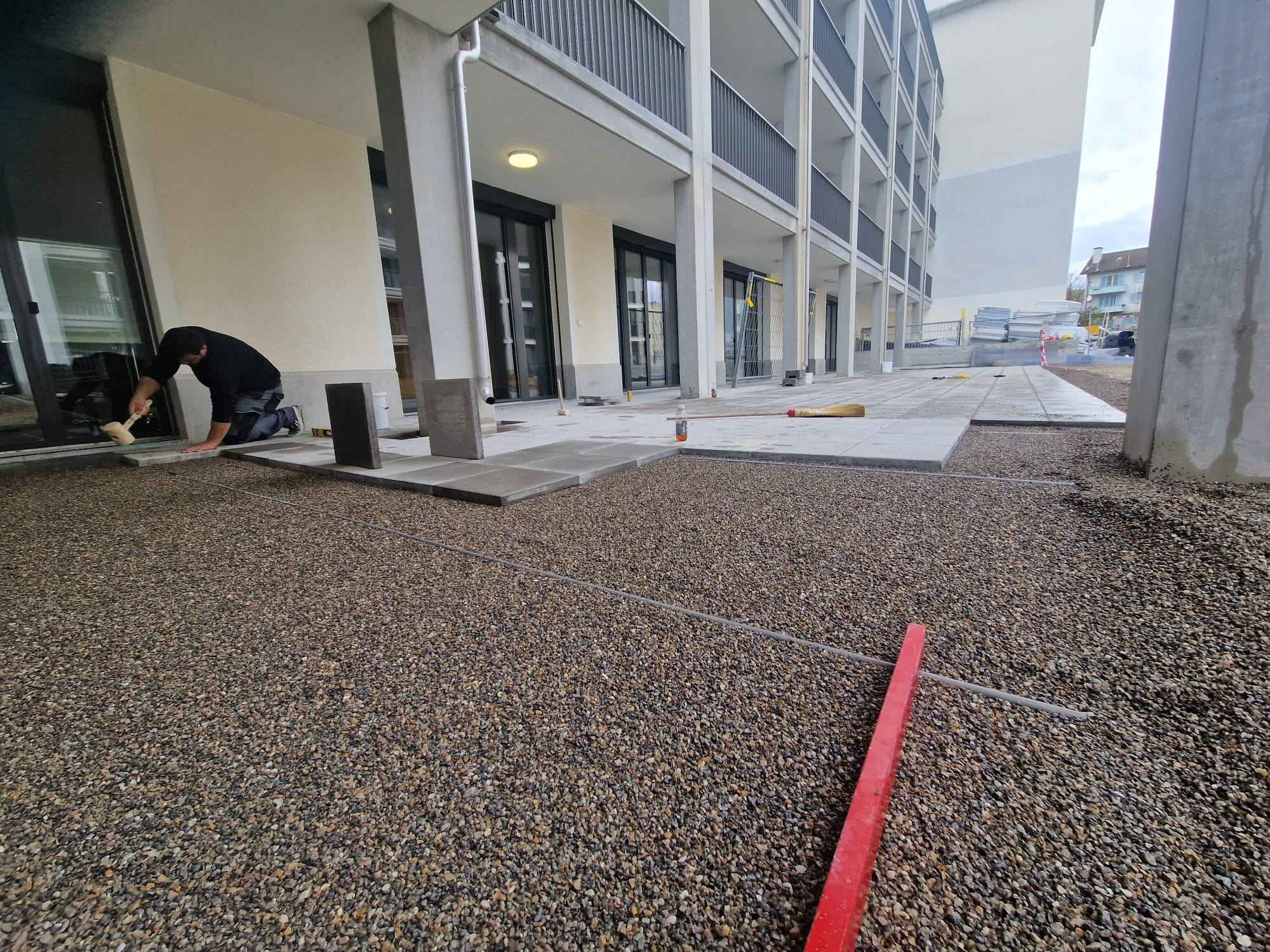 Sitzplatz: Verlegung im Splittbett, Neubau