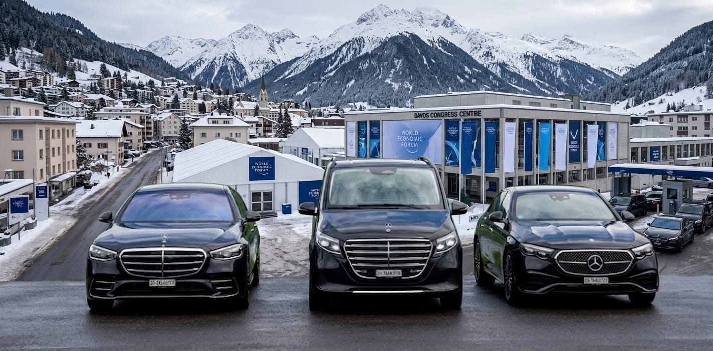 Mercedes-Flotte in Davos während des WEF